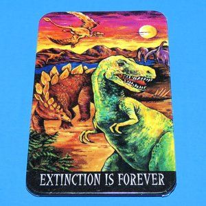 Vintage Human-i-Tees Dinosaurs "Extinction is Forever" Brooch Pin 90s Rare